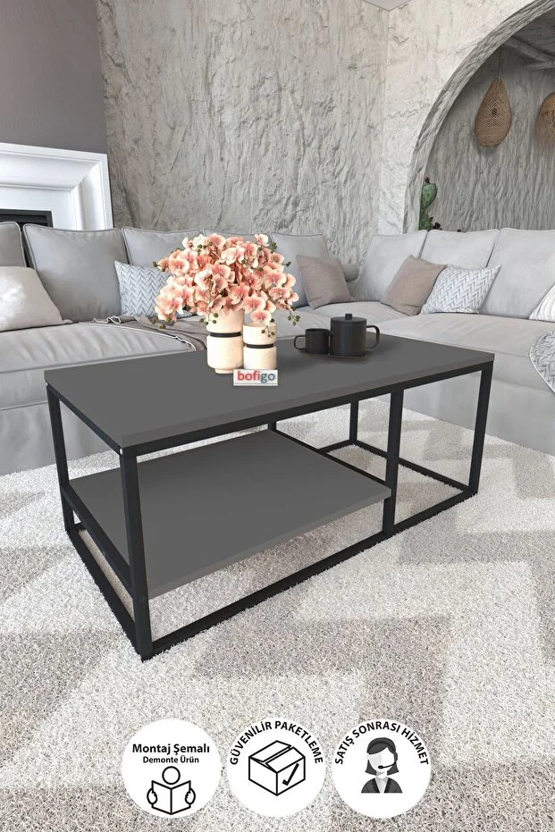 Metal Orta Sehpa 2 Raflı Orta Sehpa Dekoratif Sehpa